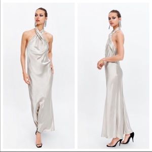 Zara Halter Top Silver Maxi Dress -Limited Edition